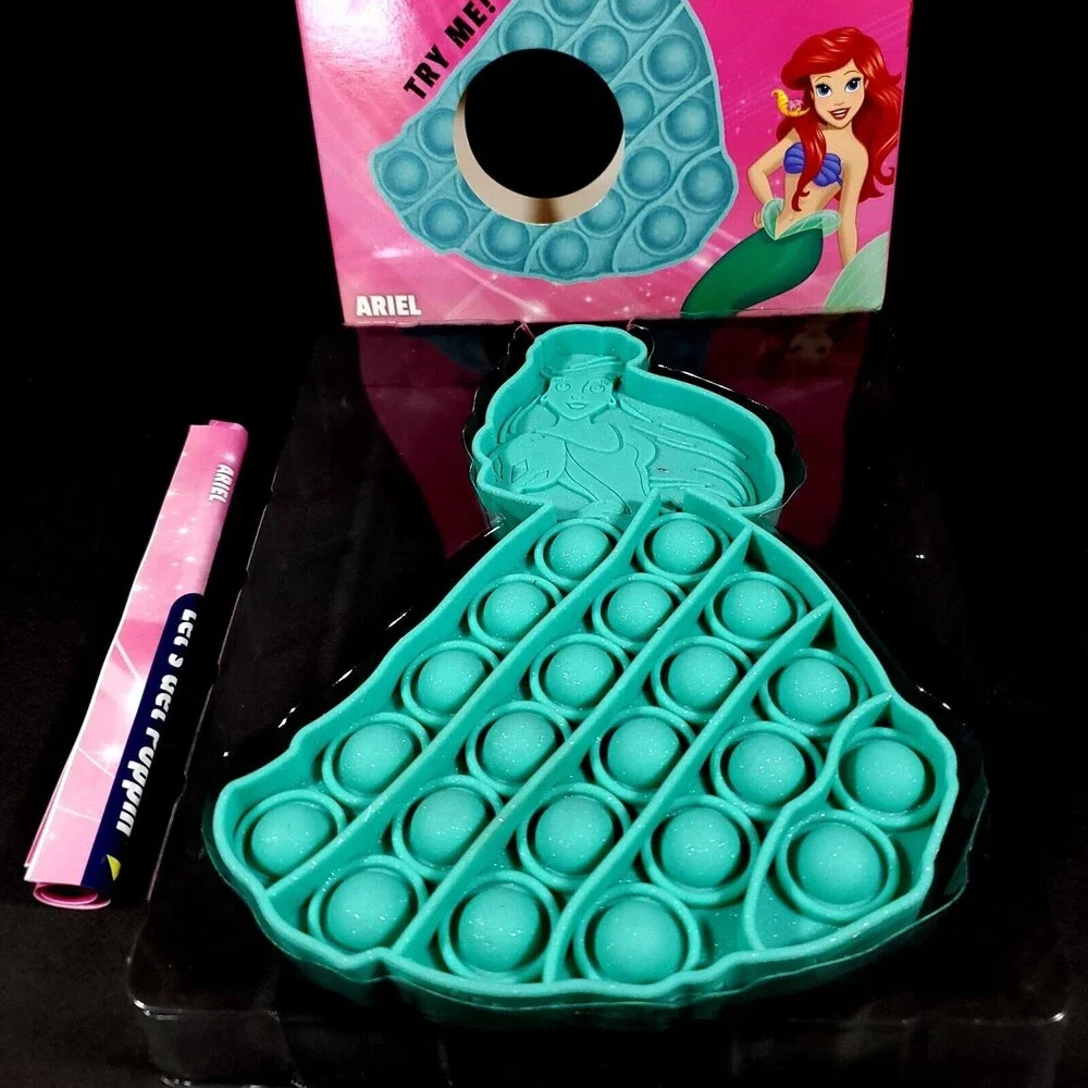 New in Box Disney Ariel Mermaid Pop It Sensory Bubble Popping Game Toy Fidget